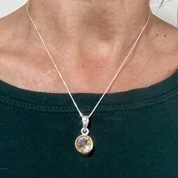 Sundance $148 NEW CITRINE NOVEMBER BIRTHDAY Sterling Silver Pendant 18" Necklace - Picture 6 of 11